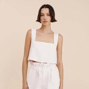 XS Posse Alice Linen Crop Top - Ivory